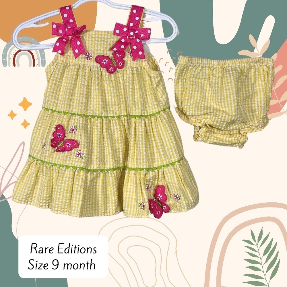 Rare Editions size 9 month dress and diaper cover set